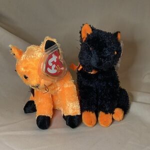 Ty Beanie Babies Scared-e & Fraidy Halloween holiday cats